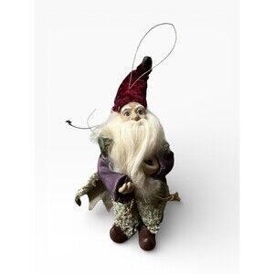 Vintage 8.5" Whimsical Woodland Elf Gnome Holiday Ornament
